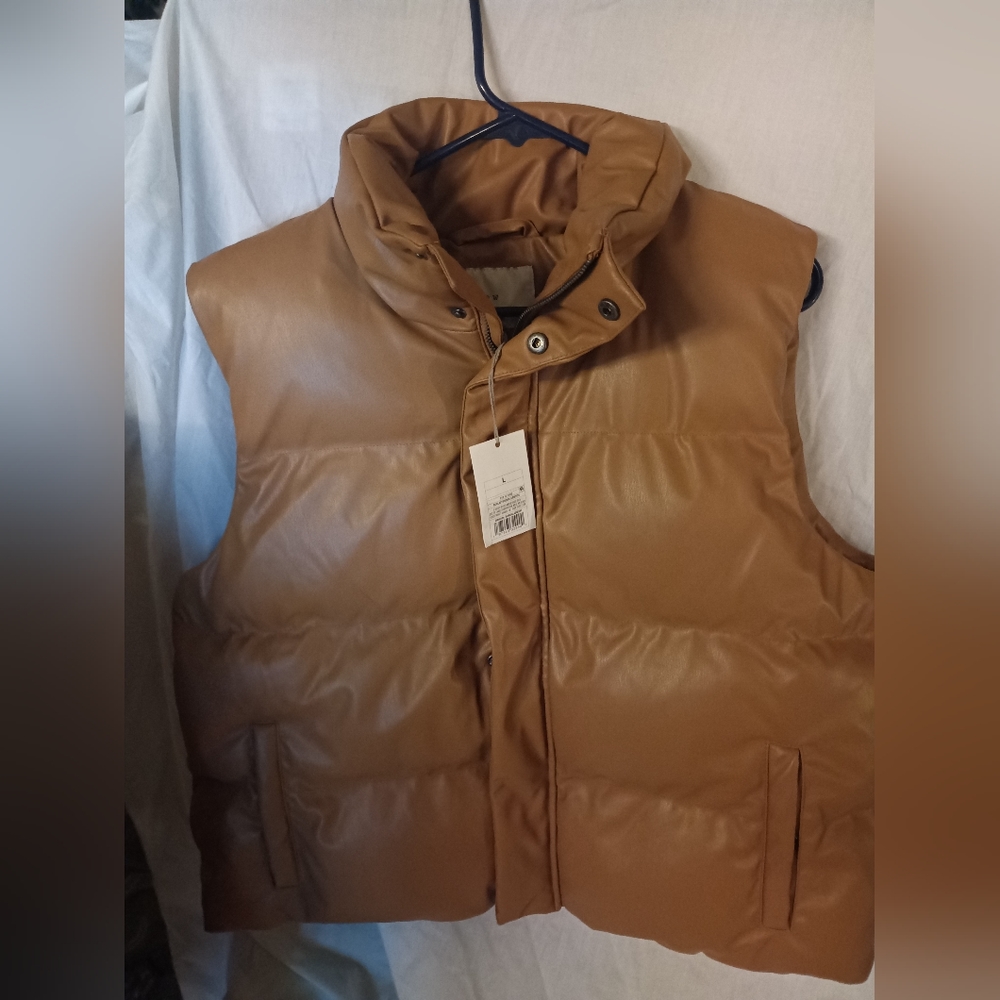 A new day faux leather puffer vest